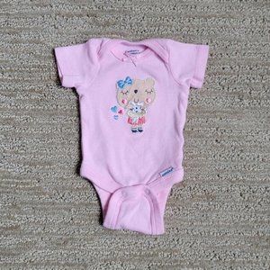 Gerber Teddy Bear and Rabbit Embroidered Short Sleeve Onesie Size Preemie